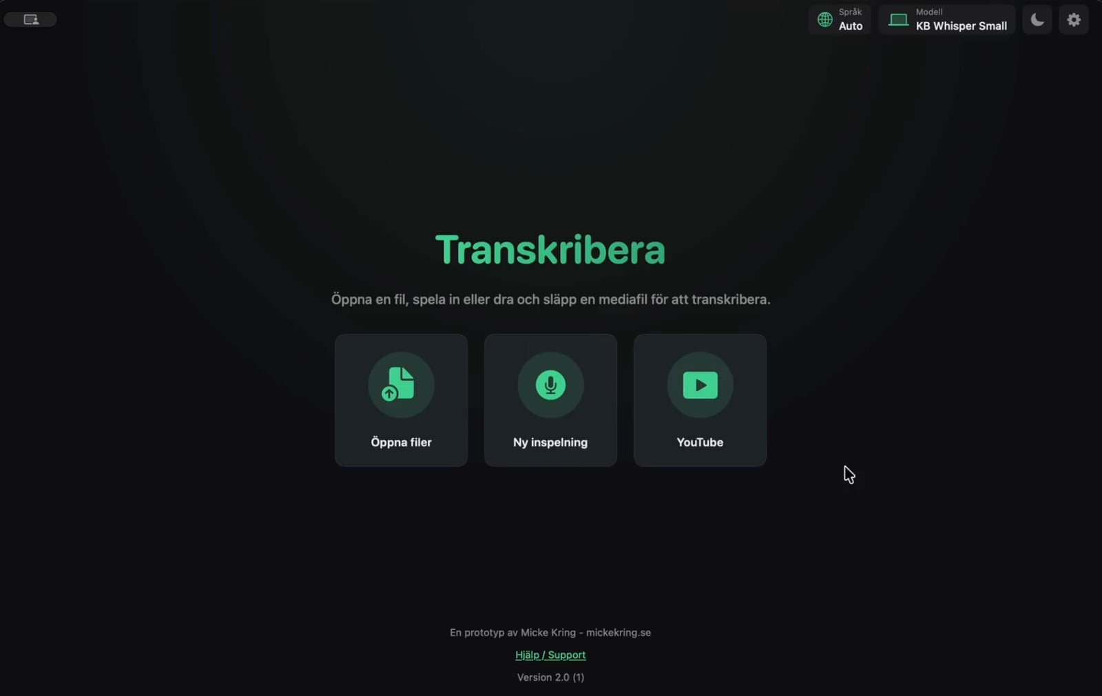 Prototyp - Transkribera  och bearbeta text helt lokalt på din dator - v2.0