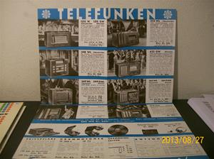 781. Såld. Telefunken, produktbeskrivning/prislista. Radio Telefunken 2. 37. Tillv: 1937.   101_0466