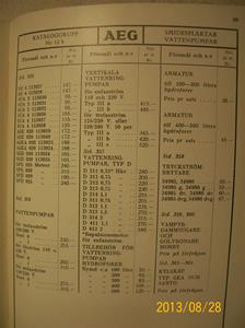 786. AEG, prislista nr. 37a till katalog nr. 35 å elektriskt material. Tillv: 15 januari 1938 i Stockholm. Bröderna Lagerströms boktryckare   101_0473