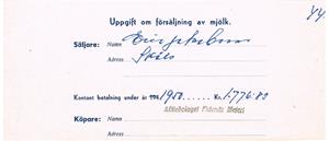 Mjölkförsäljning  till Fidenäs Mejeri 1950.