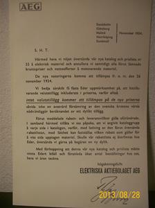 791. AEG, följebrev till katalog intnr: 790. November 1934. 101_0483