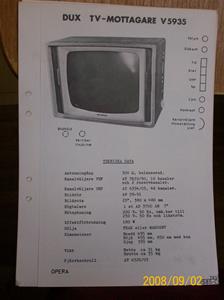 242. DUX, TV- Servicemanualer. År 1962-1963. Bambino, Soaré, Poem, Ringside, Aktör, Gracil, Rondo, Varieté, Manegé, Opera, Grandessa. Fotnr: 000_0016. 