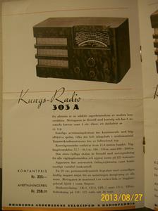 779. Såld. Kungs Radio, produktbeskrivning och prislista. År: 1937-1938. Tillv: 1937 Sverige.   101_0453