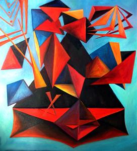 Musikens och färgernas geometri. Oljemålning. Geometry of music and colour. Oilpainting.