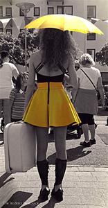 Girl x with yellow umbrella