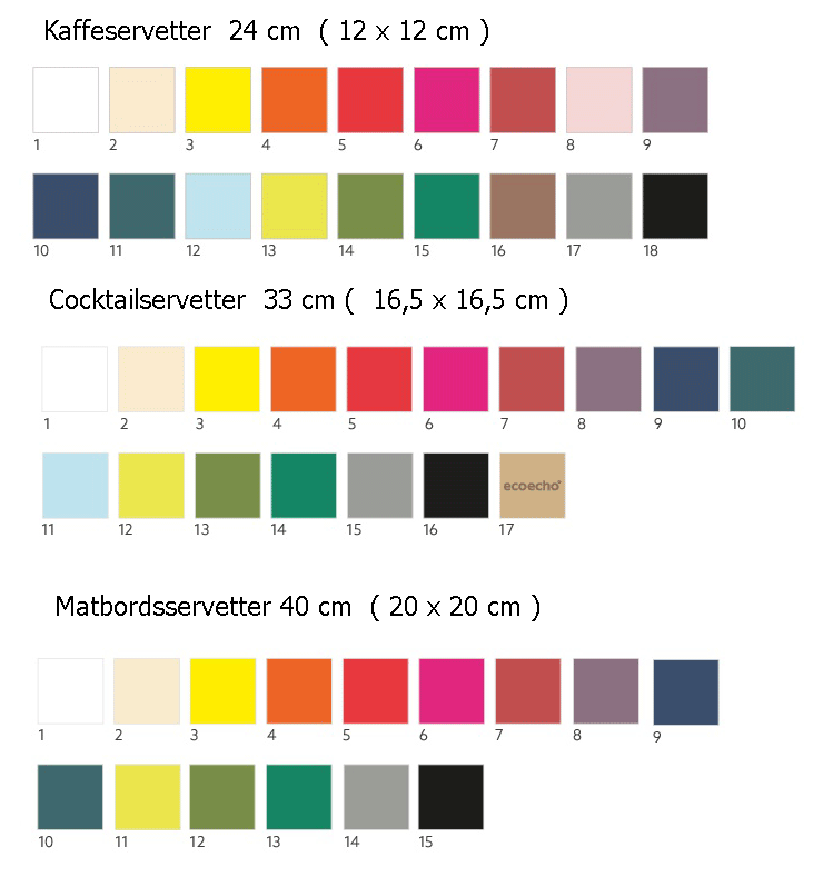 Duni-produktfärger