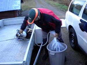 7. Säcken fylls med ren syrgas