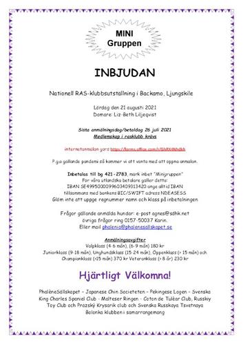 Inbjudan Minigruppen Ljungskile 2021 Inbjudan Minigruppen Ljungskile 2021