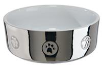 Keramikskål, silver/vit